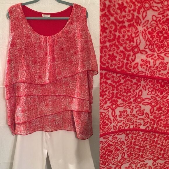 Jaclyn Smith Plus Size 3X Ruffle Front Tee Tank - Picture 1 of 6